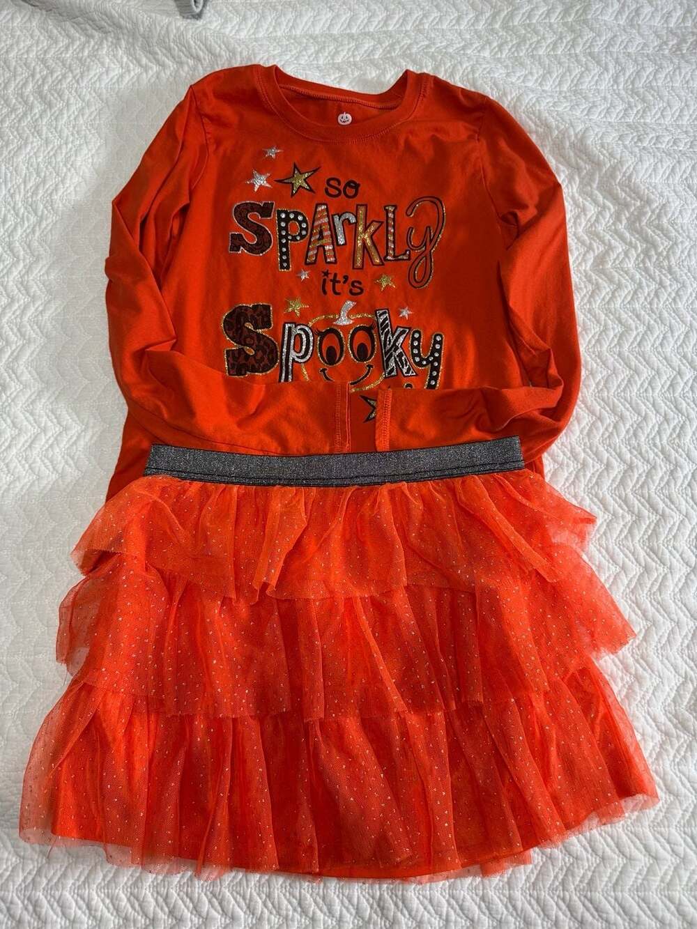 Holiday Time Halloween Spooky Tutu Outfit Size XL 14-16 Orange